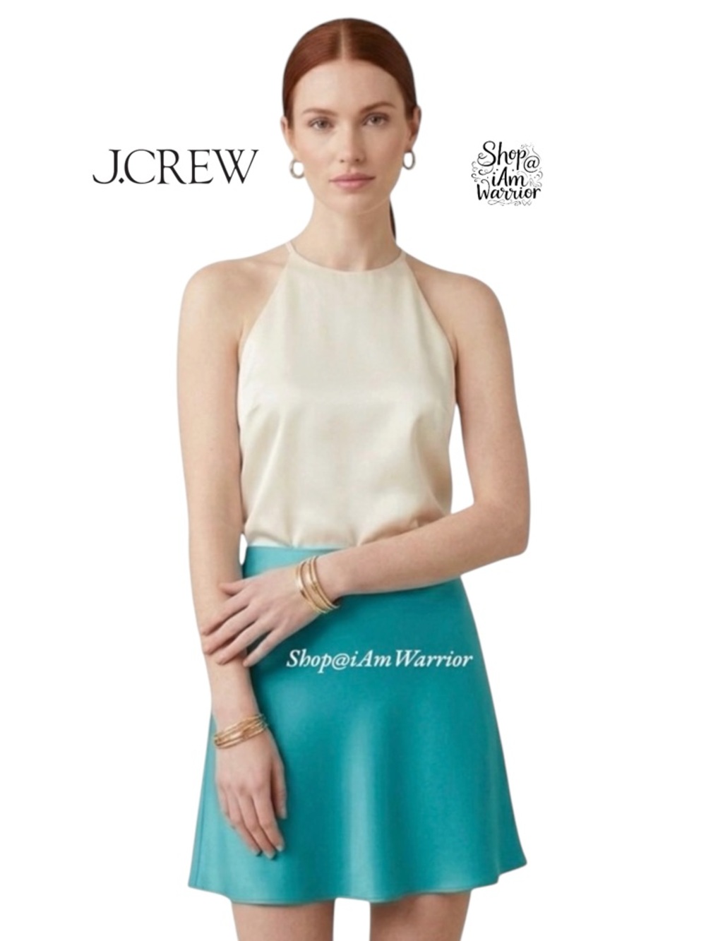 J.Crew turquoise satin pull on mini skirt *shop@iamwarrior